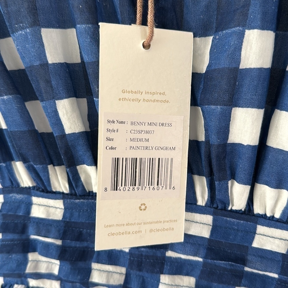 NWT Benny Mini Dress Painterly Gingham Medium - Picture 5 of 8